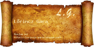 Lőrincz Gara névjegykártya